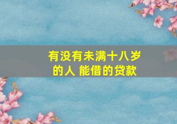 有没有未满十八岁的人 能借的贷款